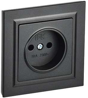 BRITE Розетка 1 пост без заземления без защитных шторок 10А в сборе РСР10-1-0-БрЧ черный IEK
