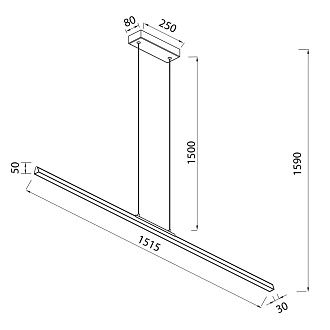 Подвесной светильник 151,5*8*15-159 см, *LED*54W, 3000K, Mantra Lineal MAN8959, белый