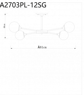 Потолочная люстра Arte Lamp Marco A2703PL-12SG, диаметр 81 см, золото