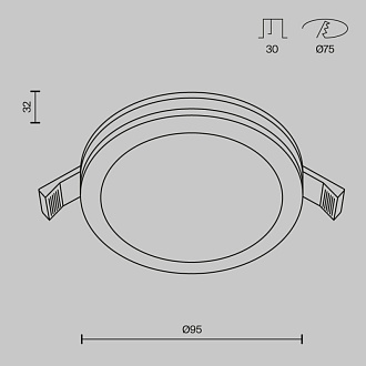 Встраиваемый светильник  Maytoni Phanton DL303-L12B4K, 12W LED, 4000K, черный