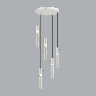Люстра каскадная 40*40*150 см, 5 LED*5W, 3000 К, Odeon Light Scrow, белый 5058/25LB