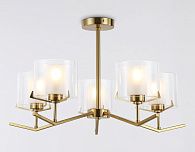 Люстра со стеклянными плафонами на штанге **39- см, 5*E14*40W, K, Ambrella Light High Light LH57007, латунь