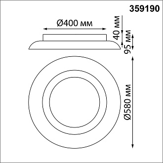 Светильник 58*58*9,5 см, LED*1*48W, 3000-6000 К, Novotech 359190 WELLE Over, черный
