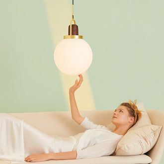 Подвесной светильник Arc Globe Шар D30 30*30*30 см, 1*E27*60W, ImperiumLoft 101295-26, Латунь, Дерево