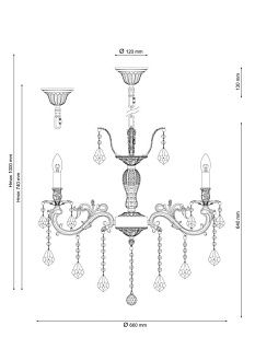 Люстра *66*100 см, 8*E14*60W, Lucia Tucci Barletta BARLETTA 122.8 cream white, белый