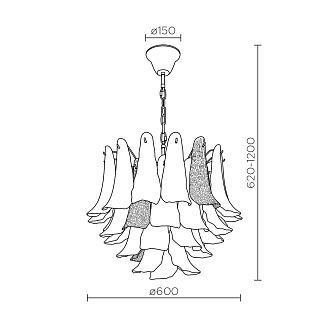 Подвесная люстра 60*62/120 см, 10*Е14 MODELUX premium ML.6777.10P GD золото