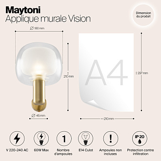 Светильник 21 см, Maytoni Vision MOD411WL-01G, золото