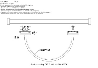 Светильник трековый магнитный 2*100*13,5 см, 2*LED*12W+48V 4000K черный+белый Crystal Lux CLT 0.33 018 12W BL 4000K