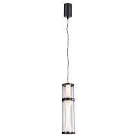 Подвесной светильник 16,5*180 см, 20W, Favourite Bones 4245-2P матовый черный, стекло дымчато-серого цвета и белый акрил