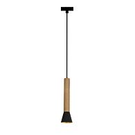 Подвес Favourite Piffero 2984-1P, D100*H360/1360, каркас светильника сочетает два материала - дерево и металл в черном цвете
