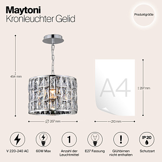 Подвесной светильник Maytoni Gelid MOD184-PL-01-CH, диаметр 30 см