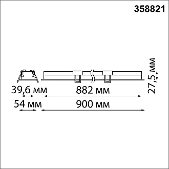 Светодиодный светильник 90 см, 24W, 4000K, Novotech Iter 358821, черный