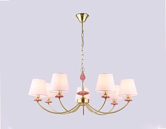 Подвесная люстра с абажуром и декором из керамики **80- см, 7*E14*40W, K, Ambrella Light High Light LH75025, золото