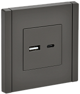 Розетка USB A+C 18Вт FP351 серый IEK FORTE&PIANO, FP-U22-018-K03
