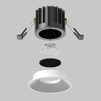 Встраиваемый светильник 8*8*6 см, LED, 12W, Maytoni Technical ROUND DL058-12W-DTW-W белый, вр 7,5 см