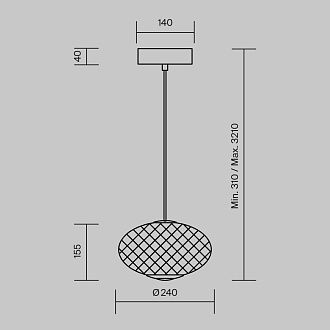 Подвесной светильник 24*30-321 см, *LED*10W, 3000K, Maytoni Bruma MOD397PL-L10B3K, Черный
