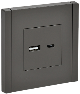 Розетка USB A+C 18Вт FP351 серый IEK FORTE&PIANO, FP-U22-018-K03