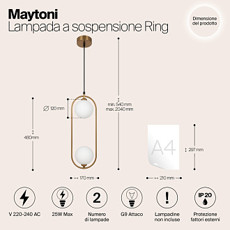 Светильник 12 см, Maytoni Ring MOD013PL-02BS1, латунь