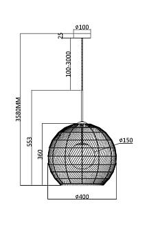 Подвесной светильник 40*68*358 см, 1 G9*28W CANE MOD204PL-01B Maytoni, Черный