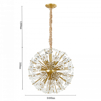 Подвесная люстра Favourite Pienene 2620-16P, D480*H500/1700, Каркас золотого цвета, декоративные элементы из прозрачного стекла