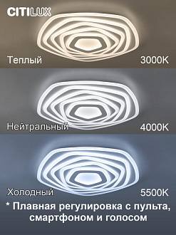 Потолочная люстра Citilux Триест Смарт CL737A55E, 115W LED, 3000-5500K, белый