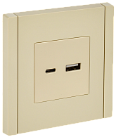 Розетка USB A+C 18Вт FP451 ваниль IEK FORTE&PIANO, FP-U22-018-K10
