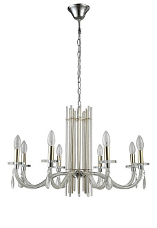 Люстра 72 см, Crystal L ux AURELIO SP8 GOLD+CHROME/TRANSPARENT Хром/Золото