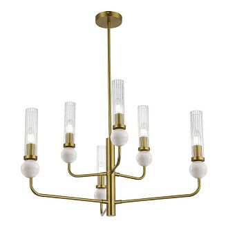 Люстра на штанге 80*151 см, 6*E14*40W, ST-Luce Medea SL1244.303.06, латунный