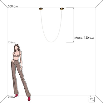 Светильник 300 см, 60W, 4000K, LOFT IT Lori 10230/3000, золото