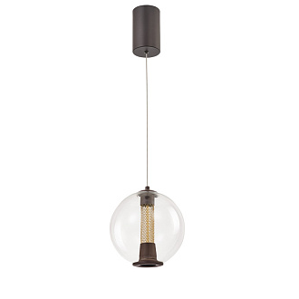 Подвесной светильник 20*135 см, 7W, Favourite Boble 4550-2P матовый черный, прозрачное стекло, золото