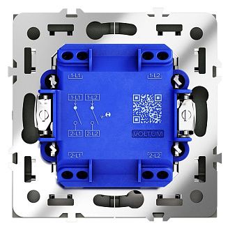 Выключатель встраиваемый Voltum S70 двухклавишный с подсветкой 10А, титан пластик Soft touch VLS020206