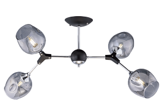 Люстра L860 x W590 x H320, мм, 4*40W (160W), BK+CH (Черный+Хром) Sfera Sveta 4210/4 BK+CH