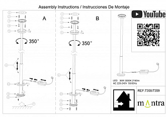 Торшер *8*260 см, LED *  36W, 3000К Mantra Vertical 7358, белый