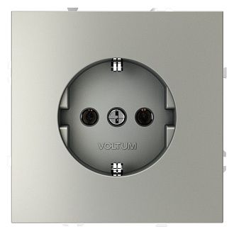 Розетка встраиваемая Voltum S70 с заземлением 16А, сталь пластик Soft touch VLS040105