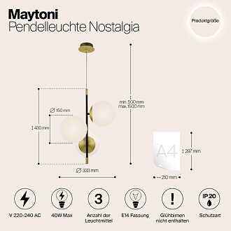 Подвесной светильник Maytoni Nostalgia MOD048PL-03G, черный-золото