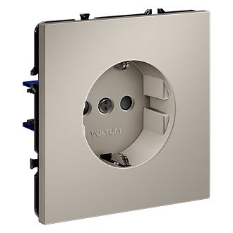 Розетка встраиваемая Voltum S70 с заземлением и защитными шторками, 16А, кашемир пластик Soft touch VLS040203