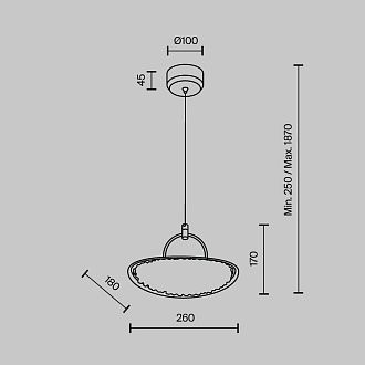 Подвесной светильник 25*18*185 см, LED 8W, 3000 / 6000K, Черный, Золото MODESTYLE MS.2326.1