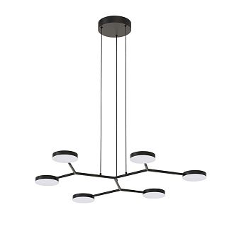Подвесная люстра 82*20-150 см, 6*LED, 6W, 4000K, Favourite Vorago 4632-6P, черный матовый