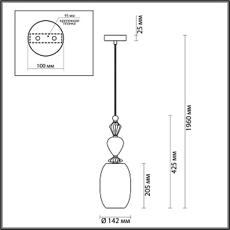Подвесной светильник диаметр 14 см Odeon Light Bizet 4893/1B Хром