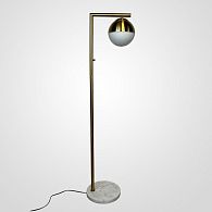 Торшер Geneva Single Glass Globe Floor Lamp *39*147 см, 1*E27*60W, ImperiumLoft 41.115-0, Белый, Латунь