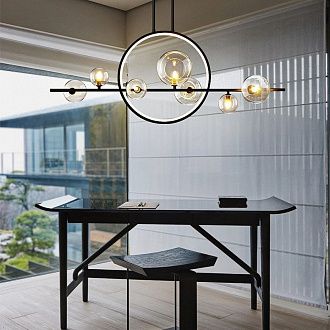 Люстра на штанге IONA L HALO 7 black 100**73 см, *G9, LED*40W, ImperiumLoft IONA-L-HALO01, Чёрный
