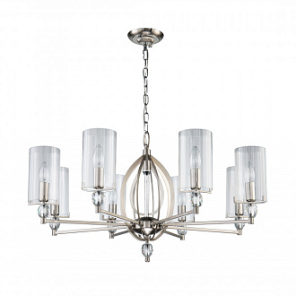 Подвесная люстра Favourite Stine 2704-8P, D790*H450/1450, никель, плафоны из прозрачного узорного стекла, декоративные элементы из прозрачного хрусталя