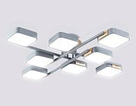 Люстра светодиодная на штанге 96*96*16- см, **W, 3000-6000K, Ambrella Light Comfort FL4889, серый, дерево