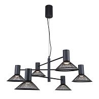 Подвесная люстра 77*50-140 см, 6*LED, 6W, 3000K, F-Promo Metrics 4623-6P, черный матовый