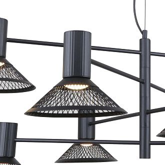 Подвесная люстра 90*57-147 см, 8*LED, 6W, 3000K, F-Promo Metrics 4623-8P, черный матовый