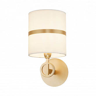 Бра Favourite Mateo 2634-1W, D200*W150*H285, каркас золотого цвета, абажур из белой ткани с золотистыми лентами
