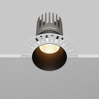 Встраиваемый светильник 10*11 см, вр 7 см, *LED*15W, 3000K, Maytoni Dip DL122-15W-3K-TRS-B, Черный