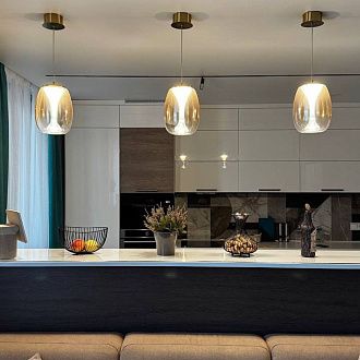 Светильник подвесной 20*28 см, 1 LED*8W, 4000 К, Divinare Campo 5874/07 SP-8, Янтарный