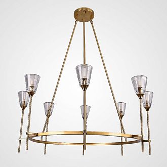 Люстра на штанге TORCHE DE VERRE Round Chandelier 8 116*116*50 см, 8*G9*40W, ImperiumLoft 40.1551, Латунь