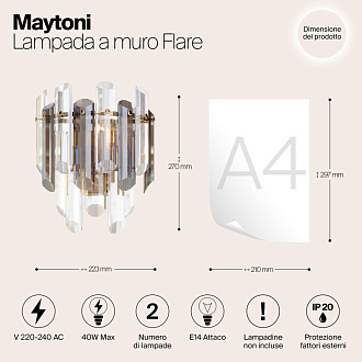Бра Maytoni Diamant Crystal Flare DIA200WL-02G, золото